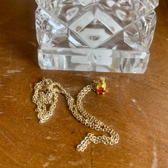 Pretty Faux Orange Sapphire Color Round Solitaire - Picture 6 of 9